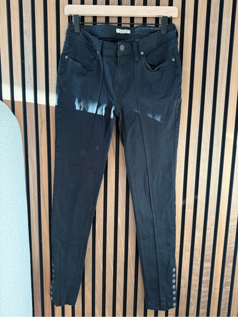 Burberry kemberton Black Skinny Jeans with Button Hem Detail